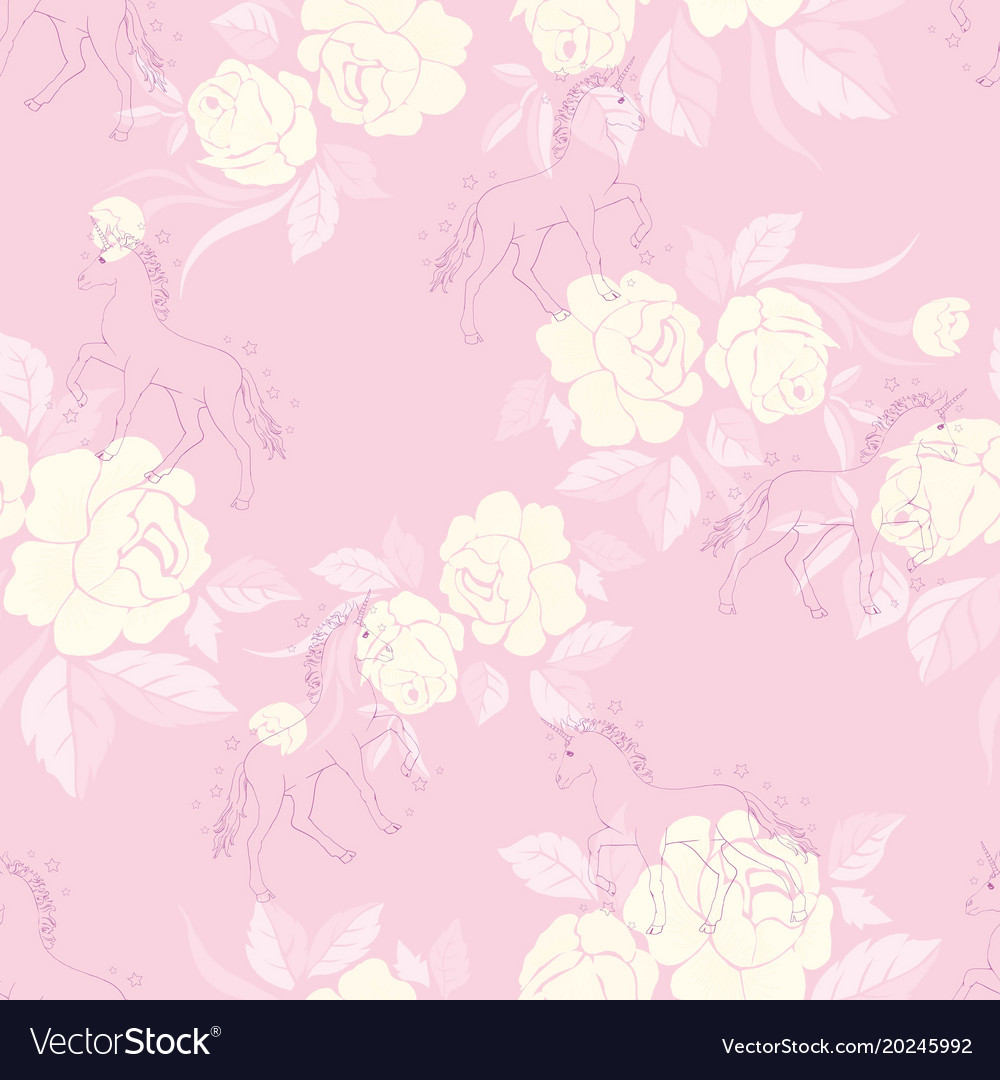 Unicorn Seamless Pattern - Pink & White