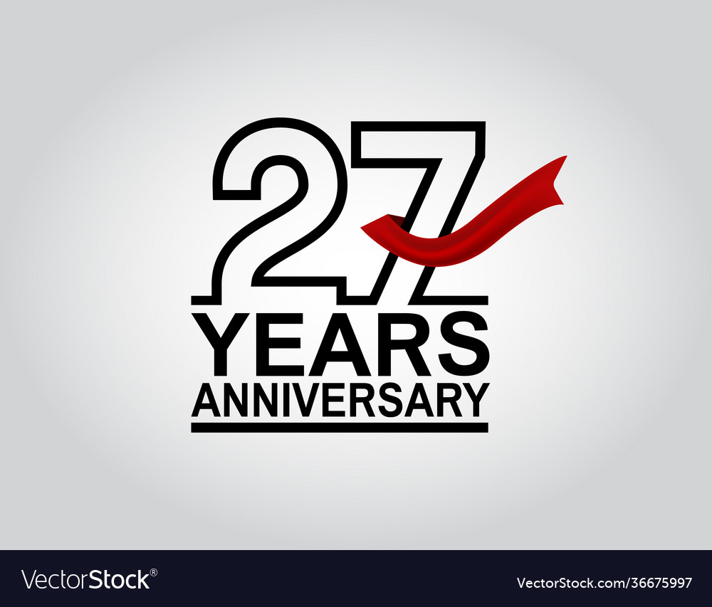 27 years anniversary logotype with black outline