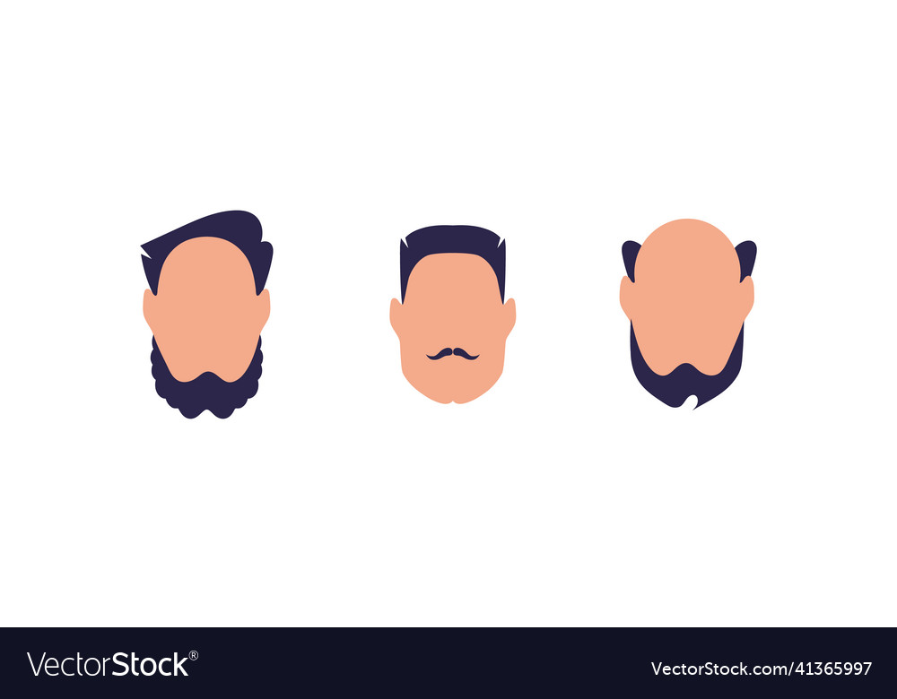 A set of three faces guys different types vector image A set of three faces guys different types