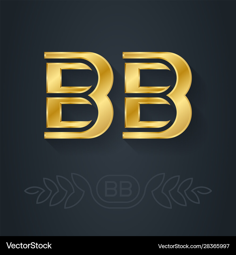 B And Initials Or Golden Logo Metallic Vector Image