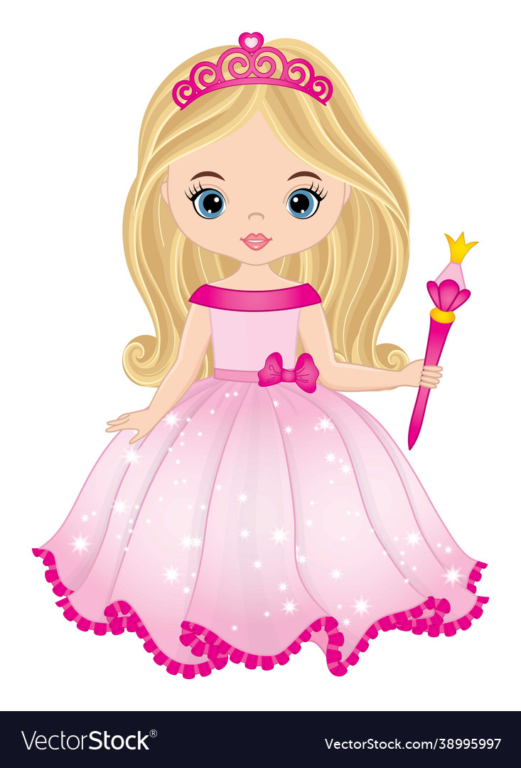 Beautiful princess wearing pink dress and tiara