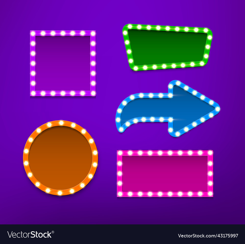 Bulb frames of different shapes collection vector image Bulb frames of different shapes collection