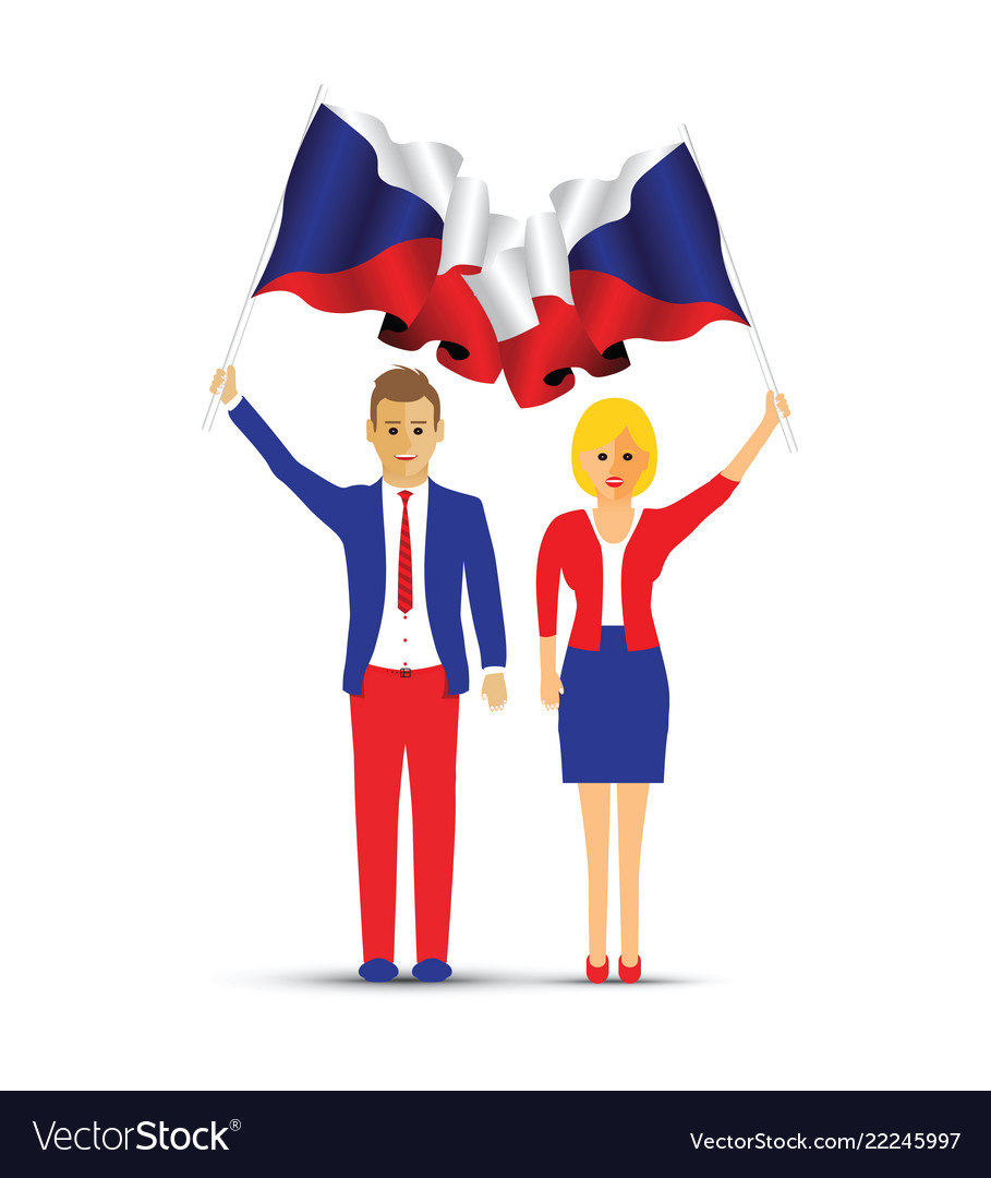 Czech republic flag waving man and woman