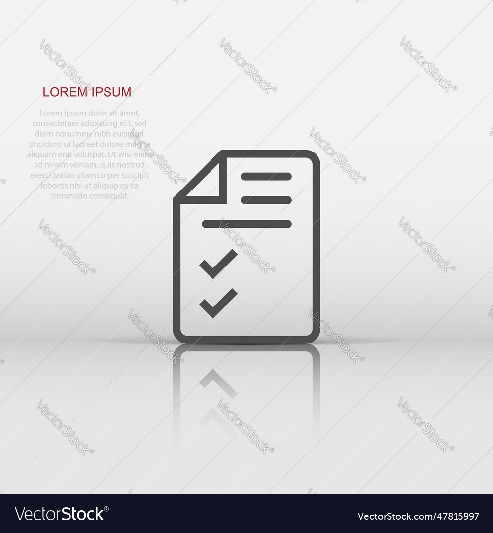 Document checklist icon in flat style report