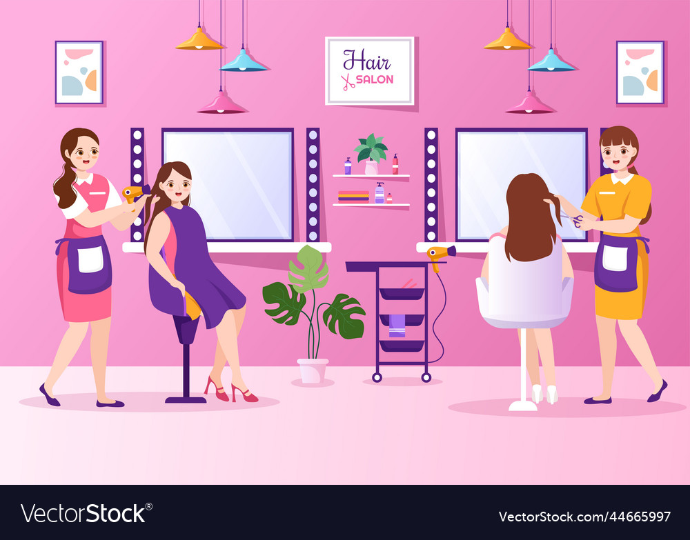 Hair salon with hairdresser haircut haircare Vector Image Hair salon with hairdresser haircut haircare Vector Image