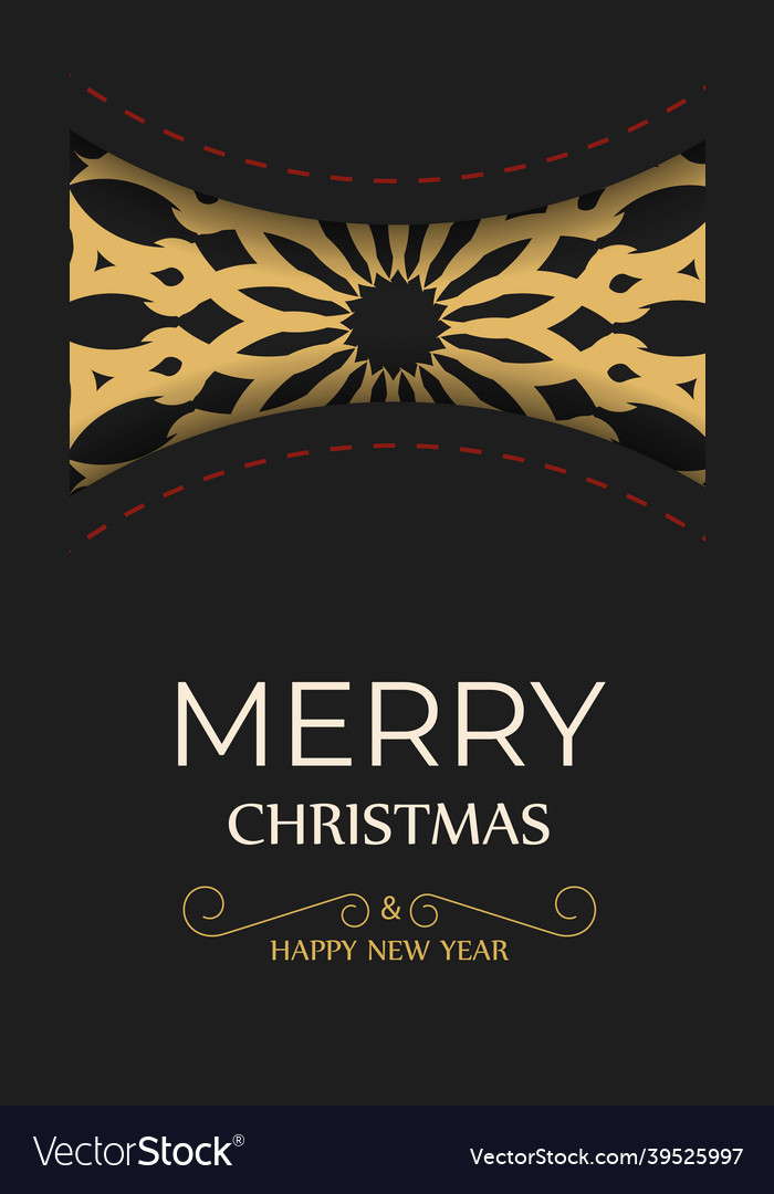 Merry christmas and happy new year black color vector image Merry christmas and happy new year black color
