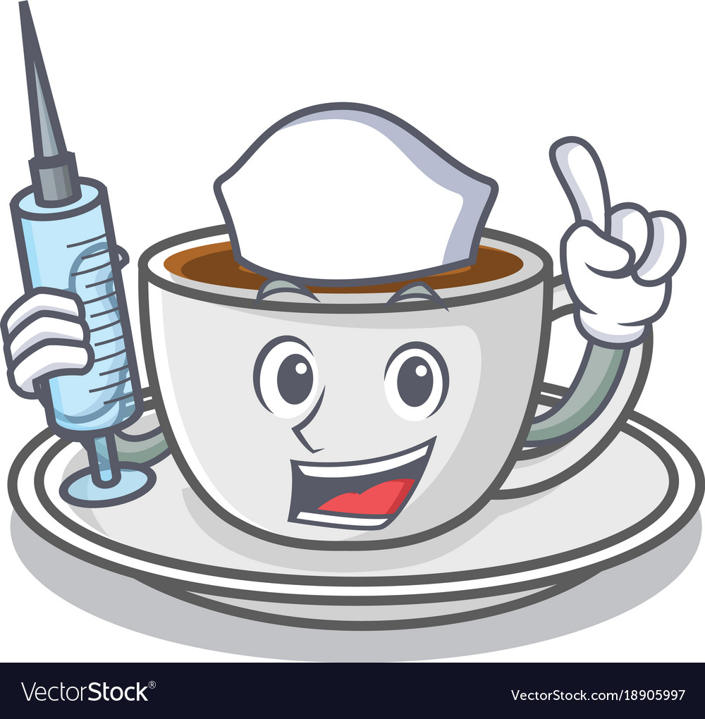 Nurse coffee character cartoon style