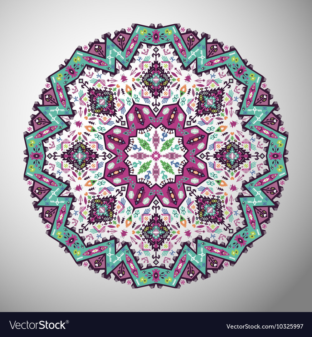 Ornamental round colorful geometric pattern
