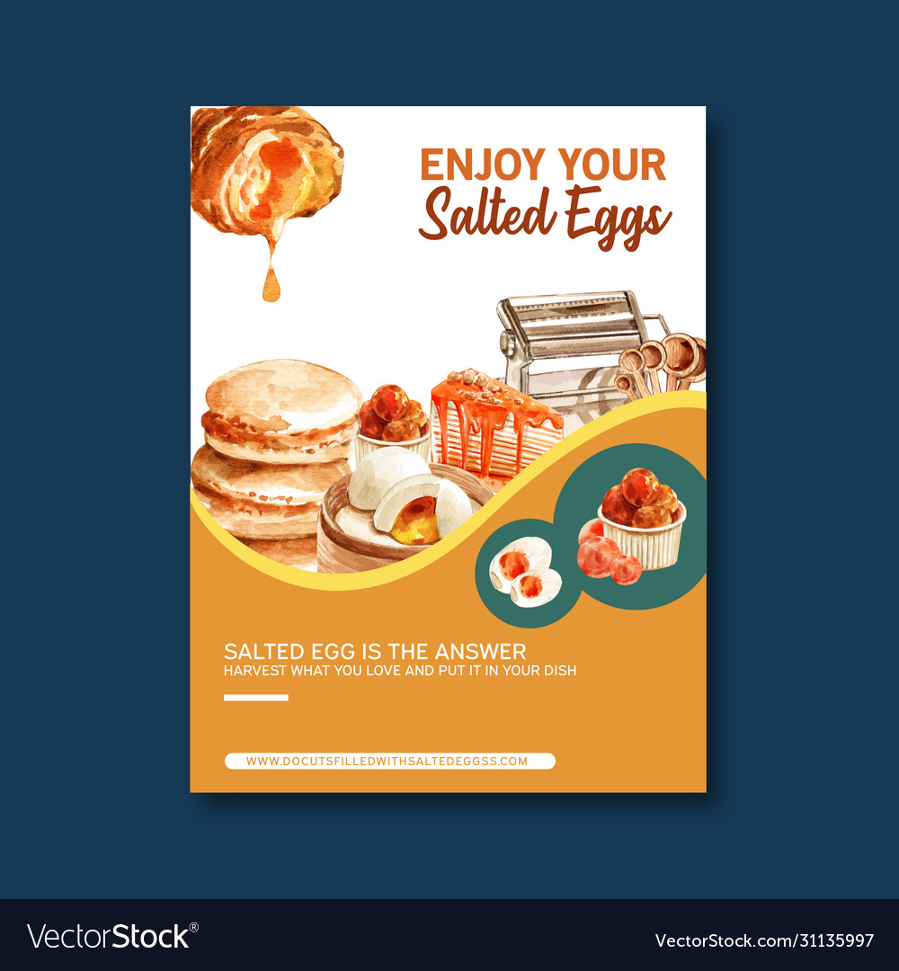 Salted egg poster design with boiled macarons Vector Image