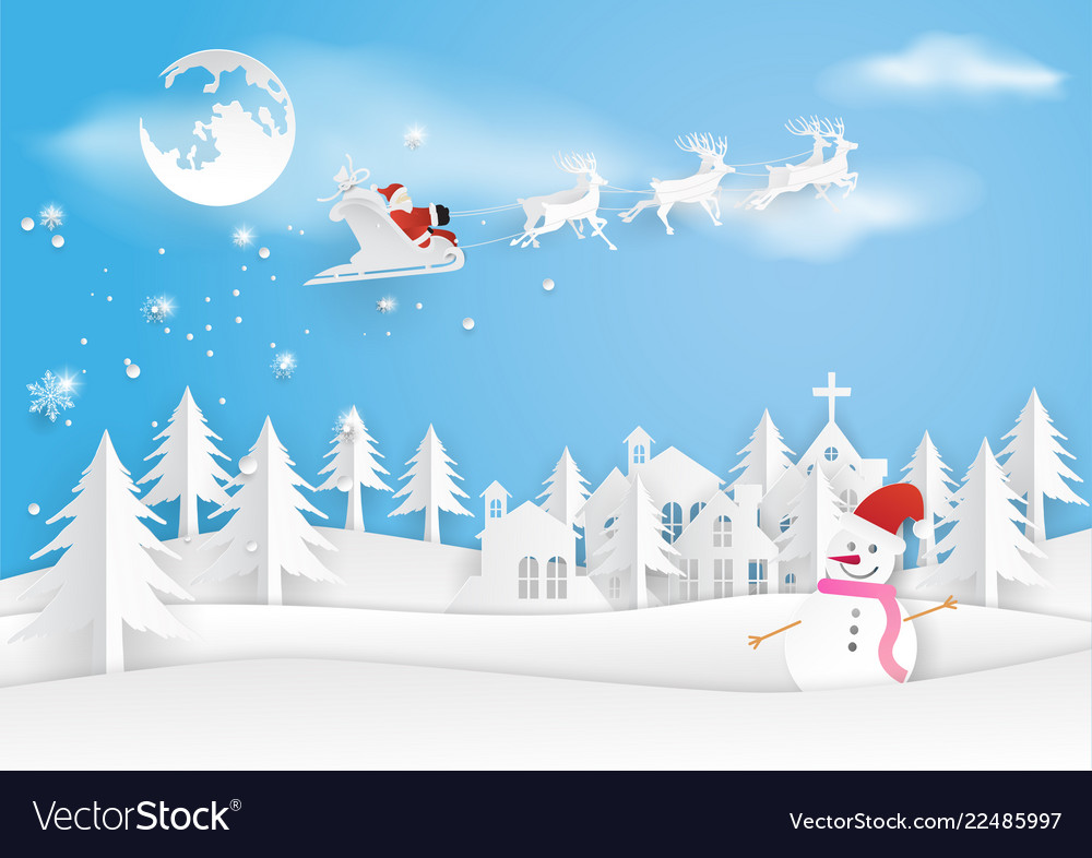 Santa claus is coming town with snowflakemoon