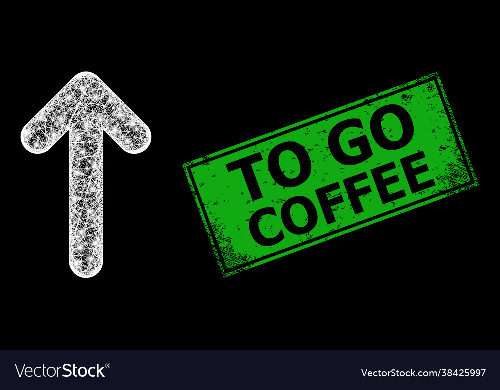 Scratched to go coffee stamp and net move up web vector image Scratched to go coffee stamp and net move up web