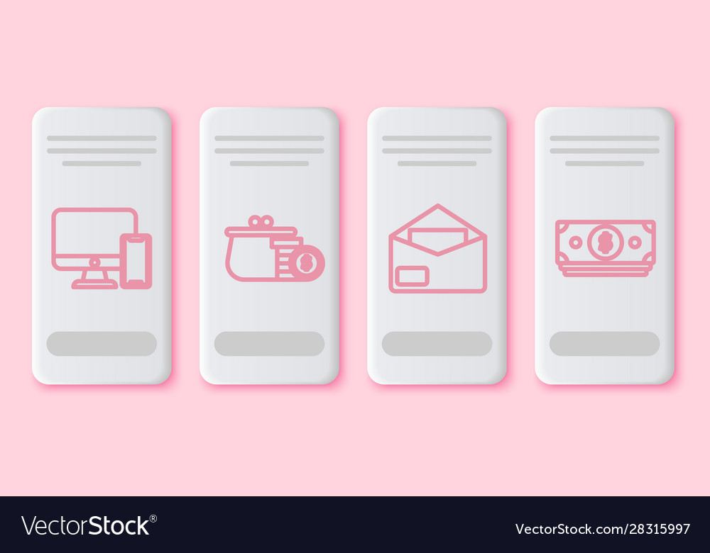 Set line computer monitor and mobile phone wallet vector image Set line computer monitor and mobile phone wallet
