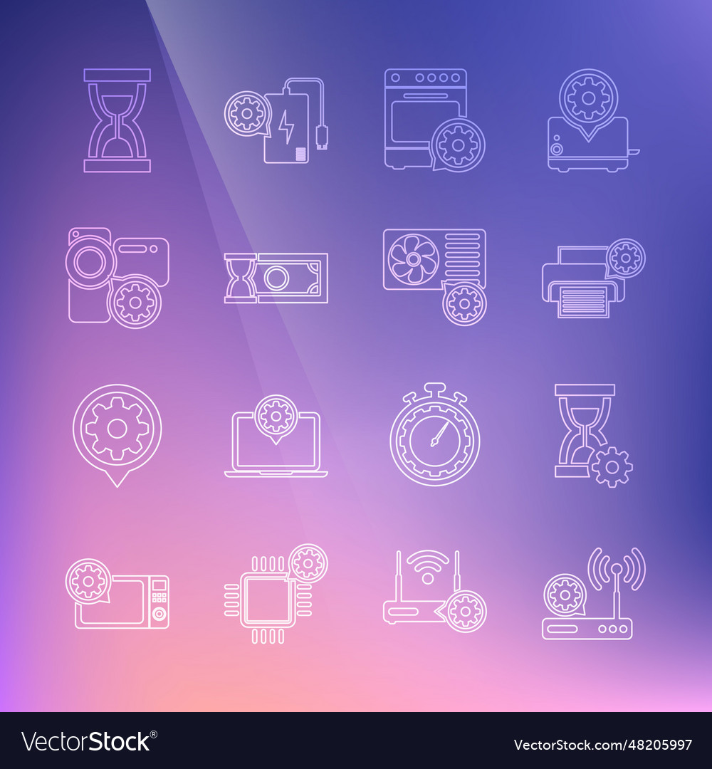 Set line router and wi-fi setting hourglass vector image Set line router and wi-fi setting hourglass