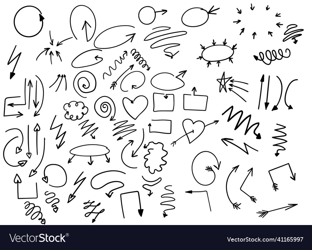 Set of arrows different shapes and styles