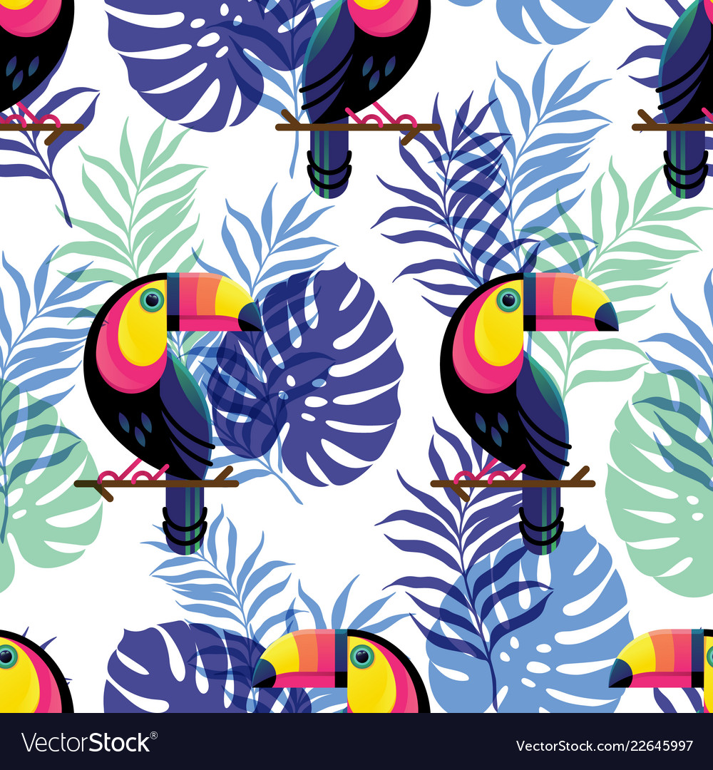 Tropical Toucan Botanical Pattern