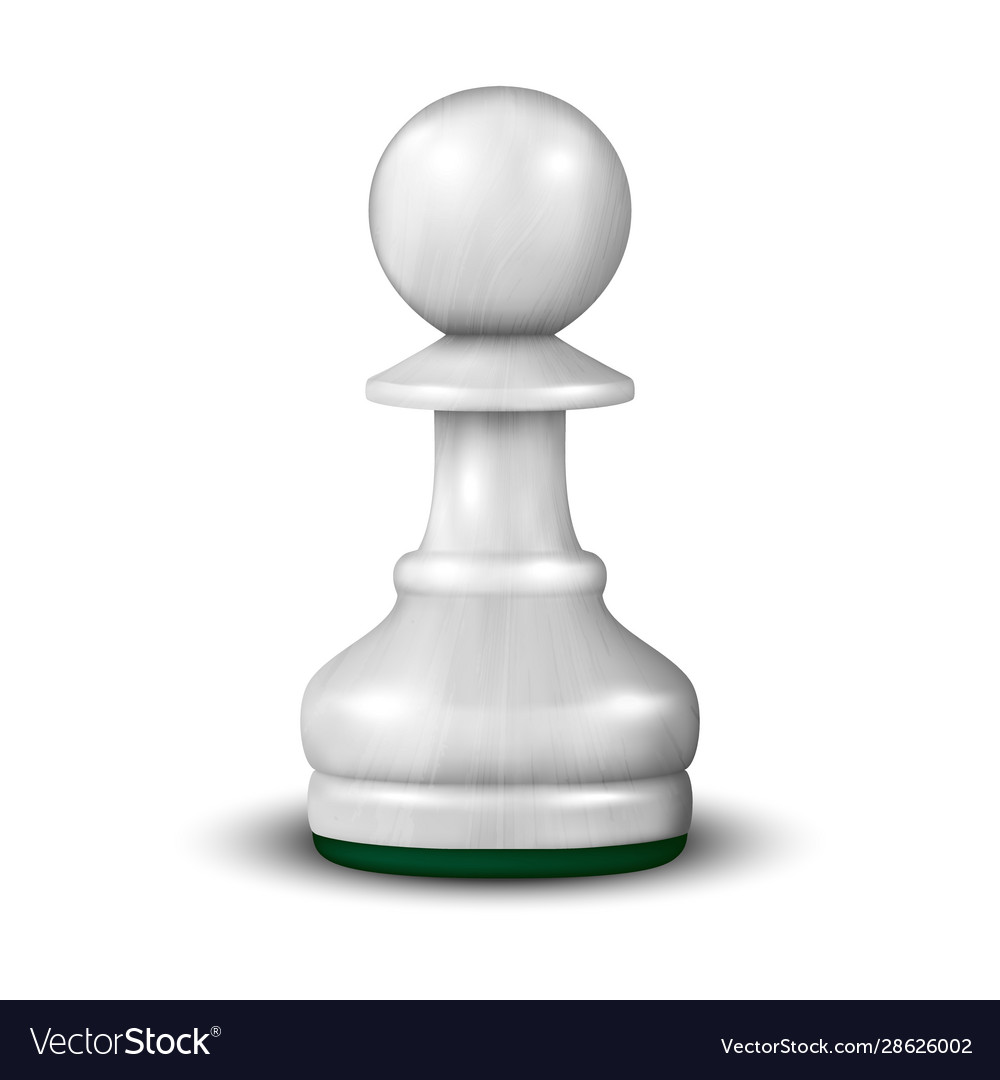 3d realistic white wooden pawn icon closeup Vector Image