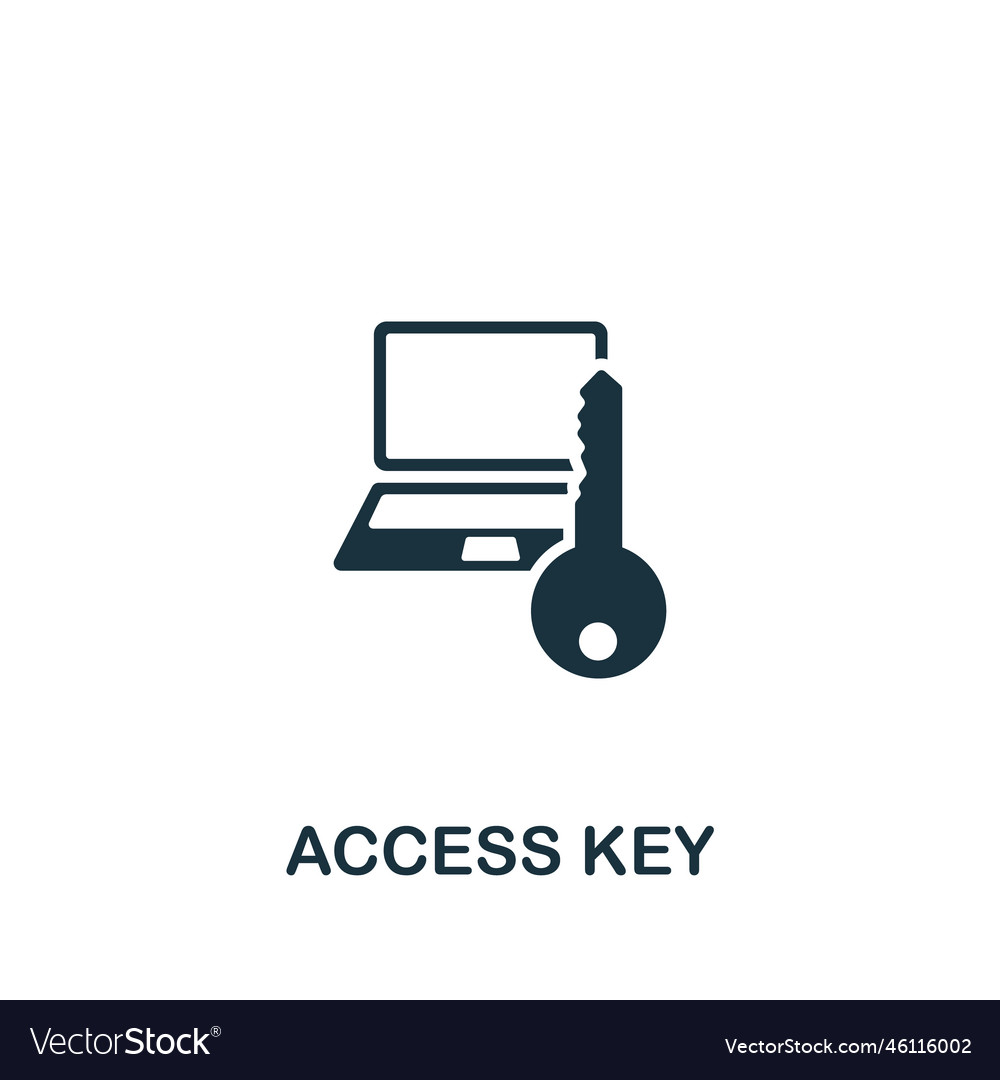 Access key icon monochrome simple sign from vector image Access key icon monochrome simple sign from