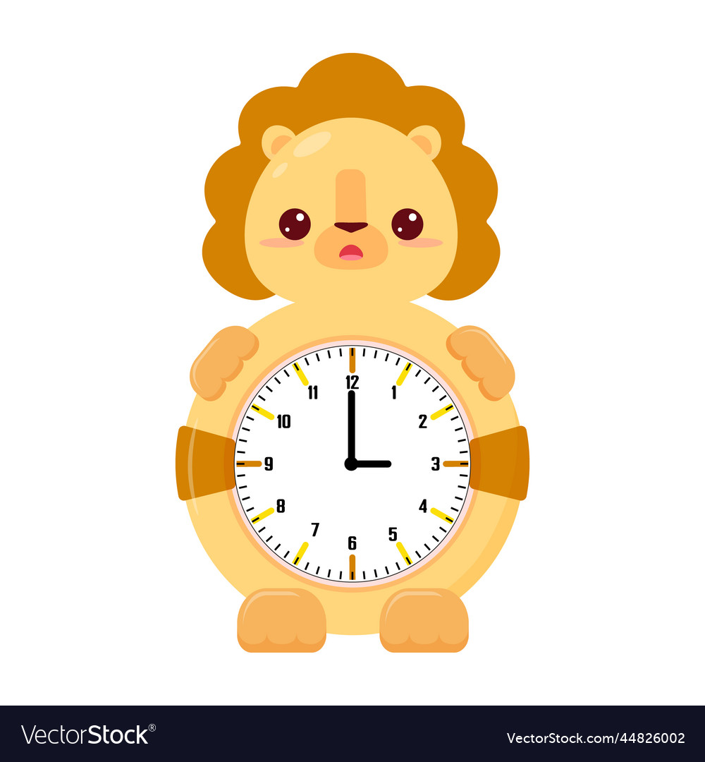 Children round mechanical watch with a lion