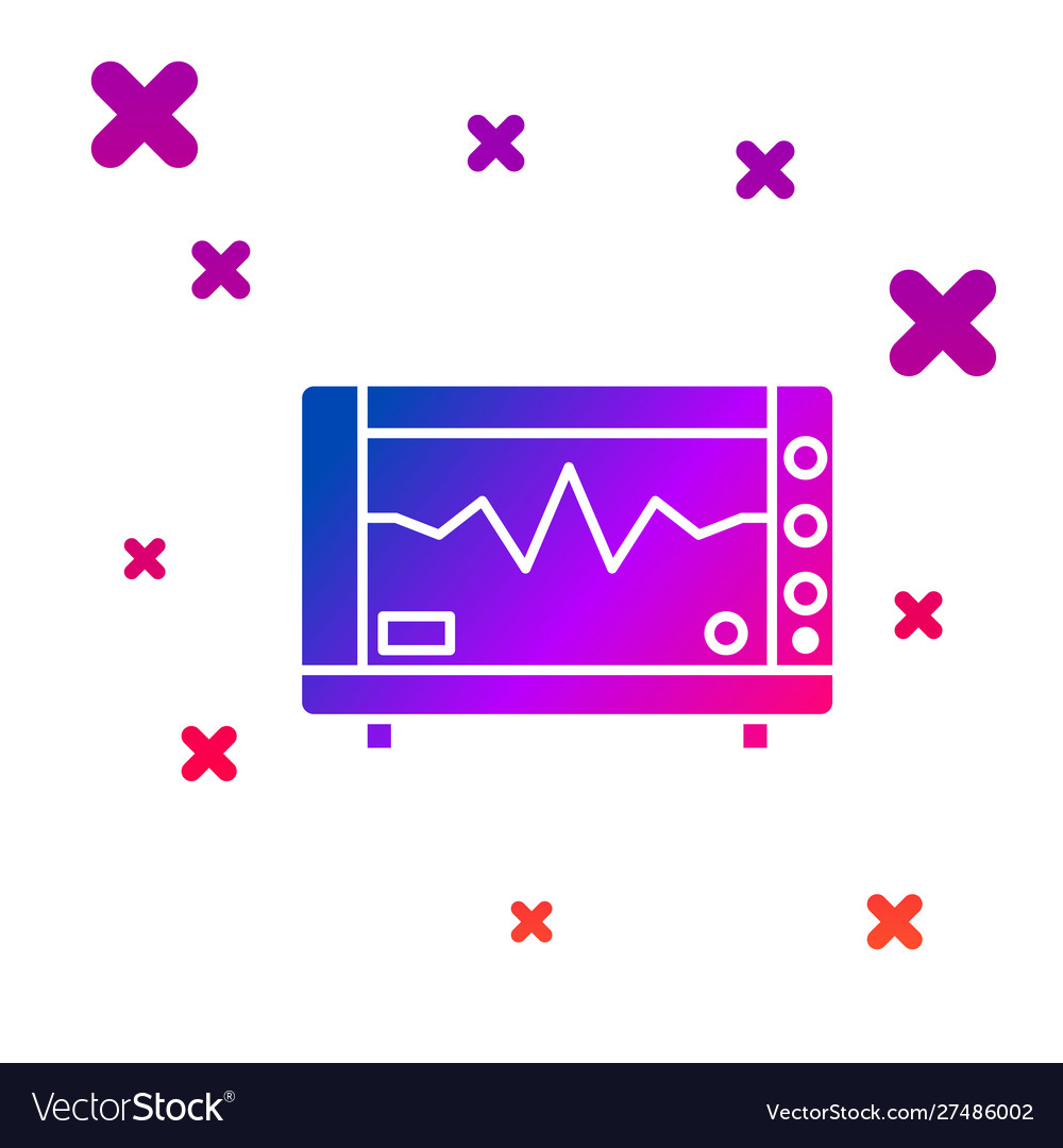 Color computer monitor with cardiogram icon Vector Image Color computer monitor with cardiogram icon