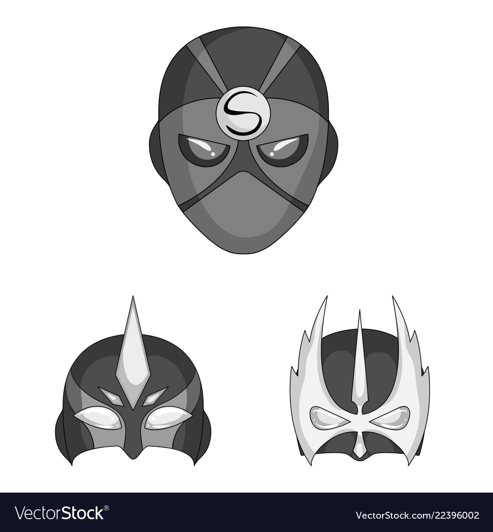 Isolated object of hero and mask sign set