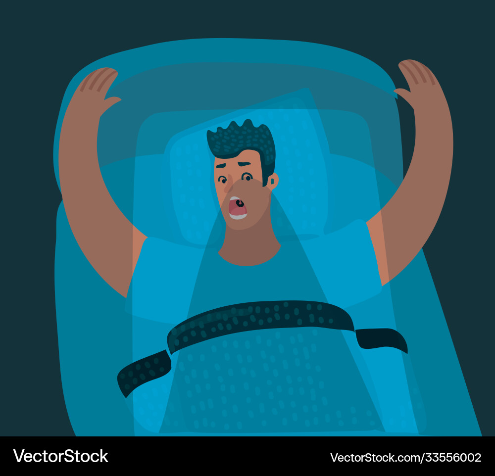 Man And Nightmare Flat Royalty Free Vector Image