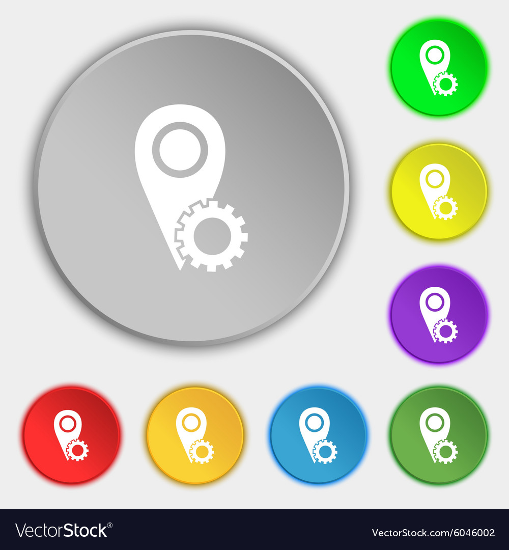 Map pointer setting icon sign symbols on eight