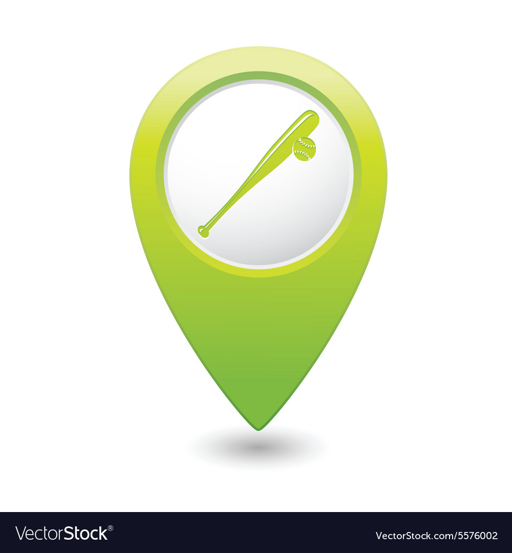 Map pointer with baseball icon