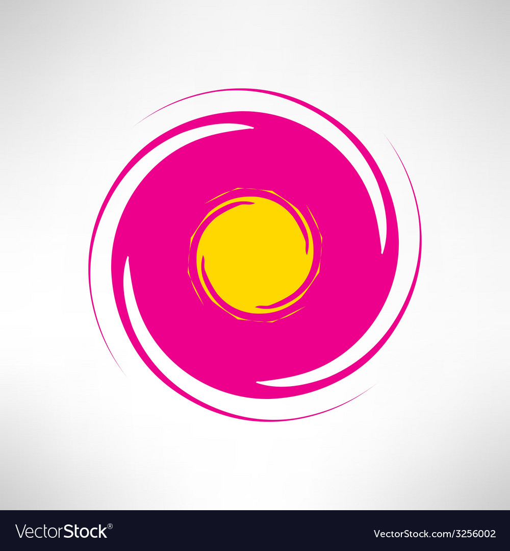 Red and yellow abstract twisted circle element