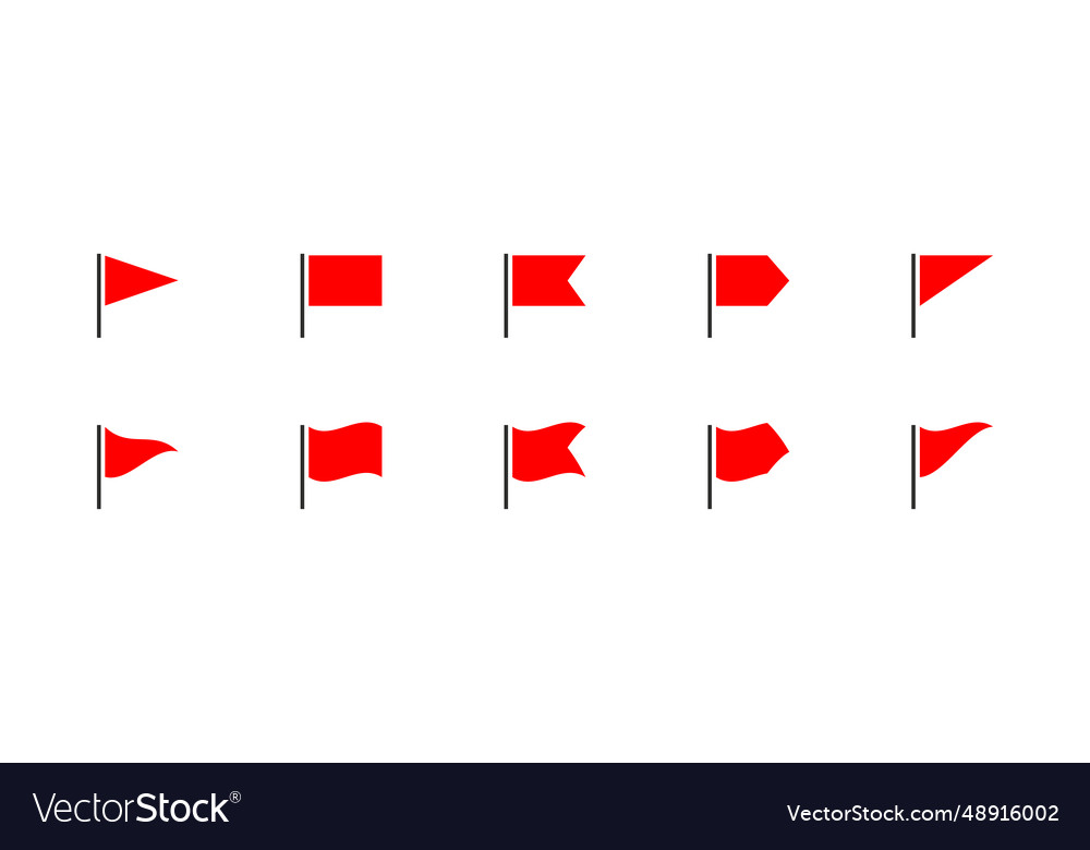 Red flag set icon isolated concept of pointer tag vector image Red flag set icon isolated concept of pointer tag