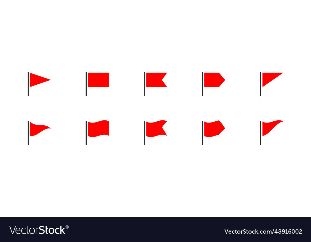 Red flag set icon isolated concept of pointer tag