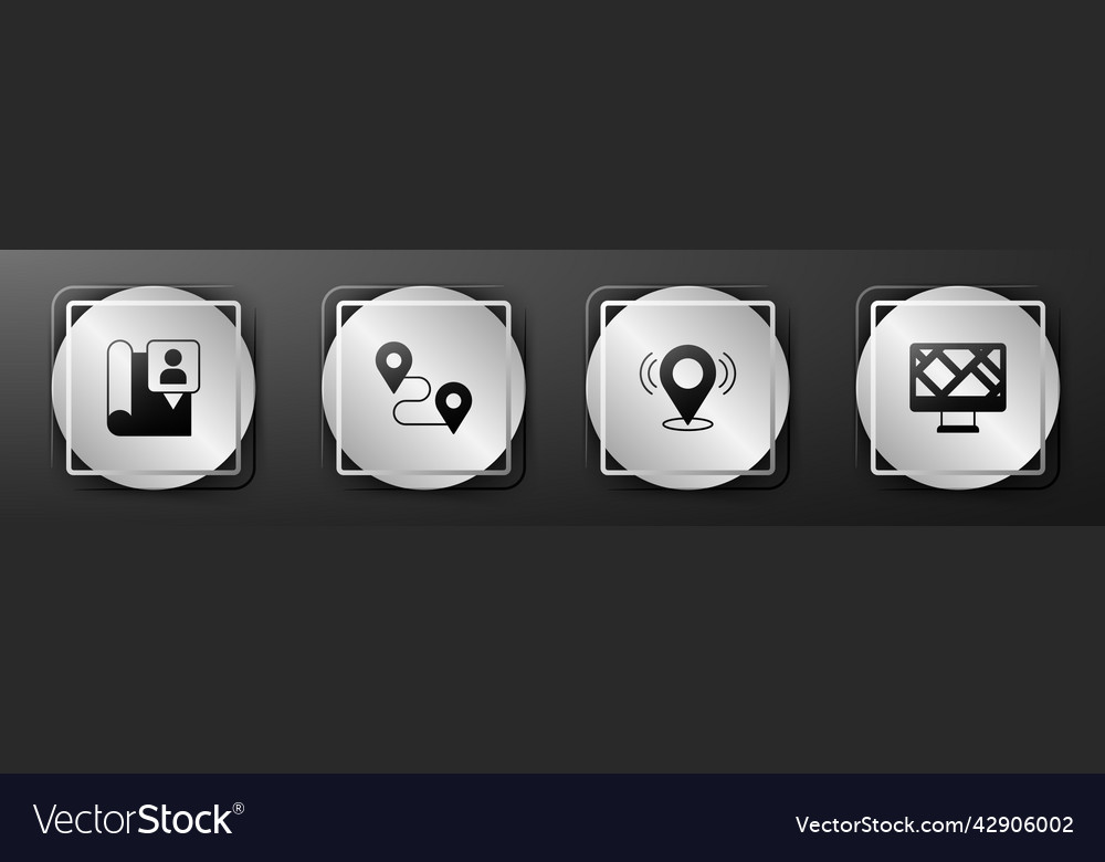 Set folded map with location marker route vector image Set folded map with location marker route