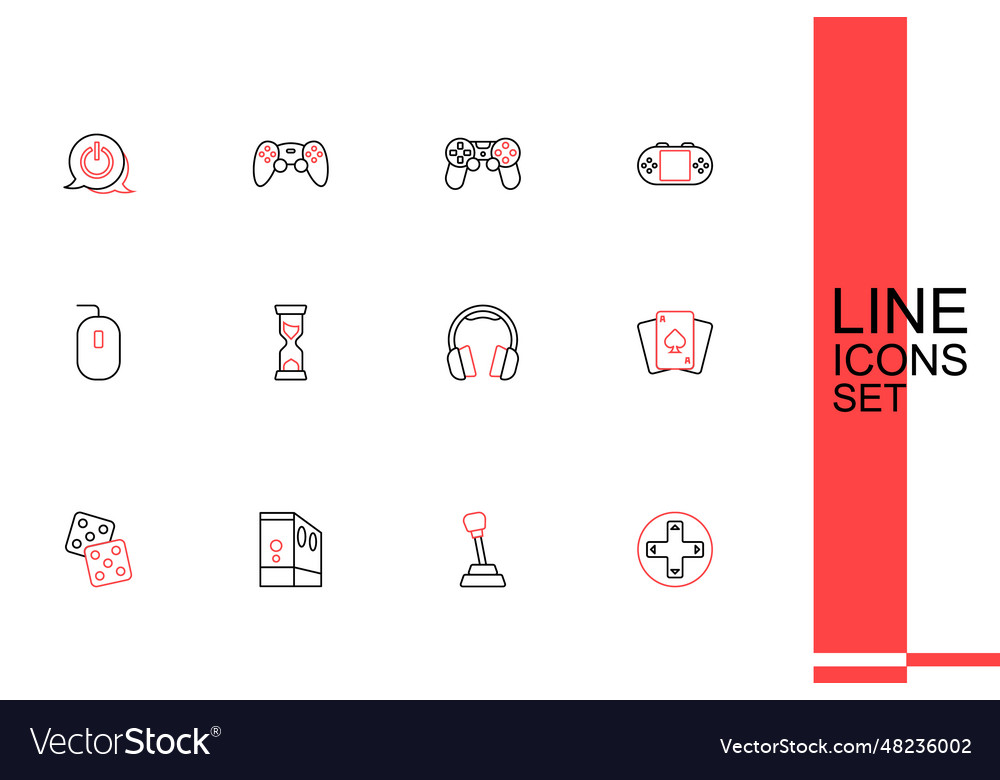 Set line game controller or joystick gear shifter vector image Set line game controller or joystick gear shifter