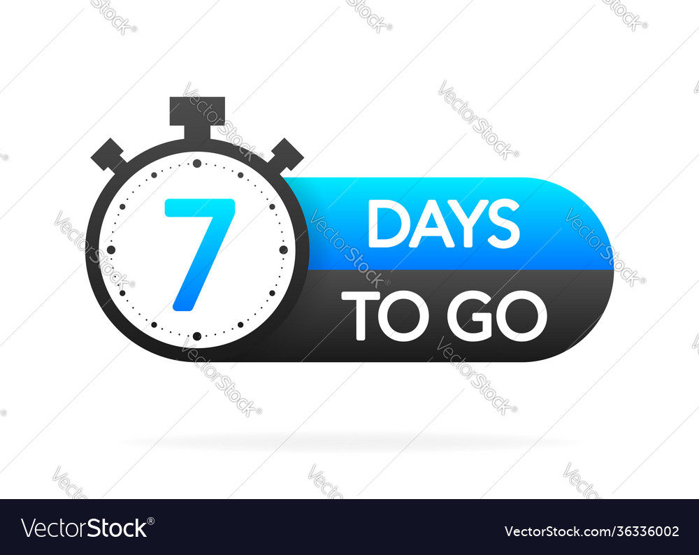 Seven days to go timer banner in flat style