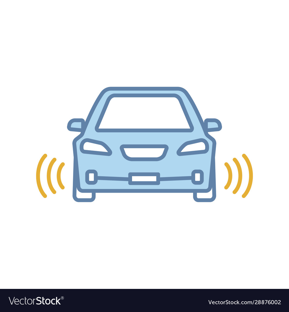 Smart car in front view color icon vector image Smart car in front view color icon