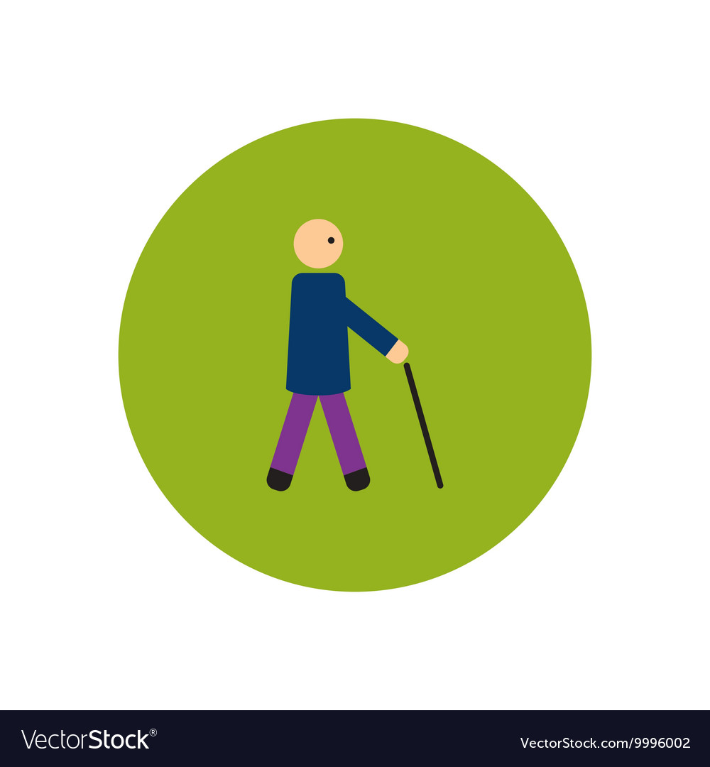 Stylish icon in color circle man with stick