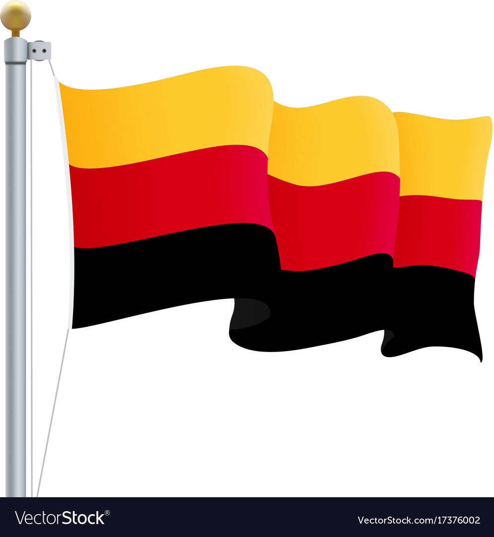 Flag of German State Brandenburg Waving on an Isolated White