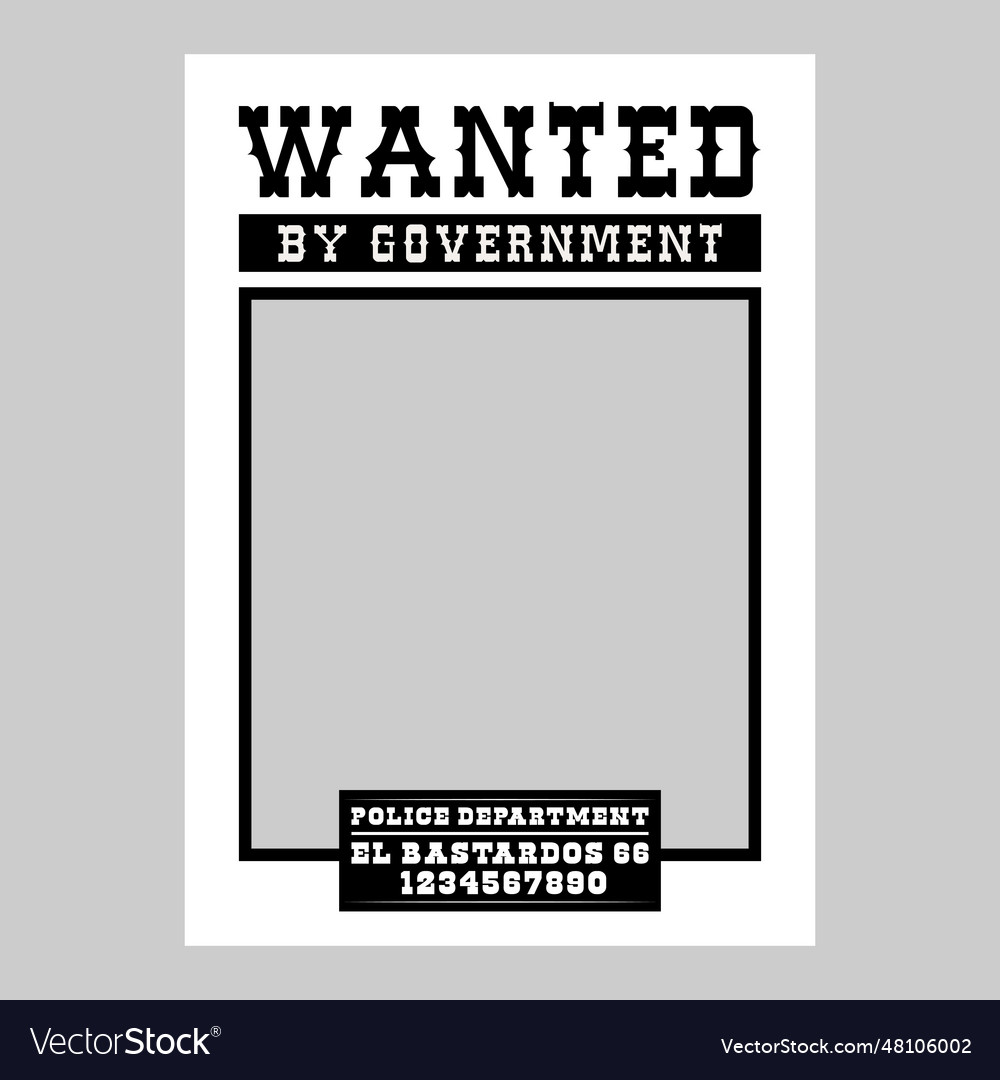 Westerm Wanted Poster Template Royalty Free Vector Image 1859