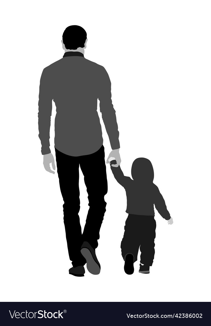 Young Father And Son Holding Hands Walking Vector Image