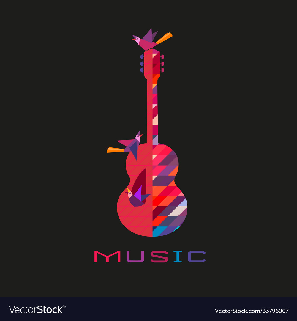Acoustic guitar hand drawn flat music icon vector image Acoustic guitar hand drawn flat music icon