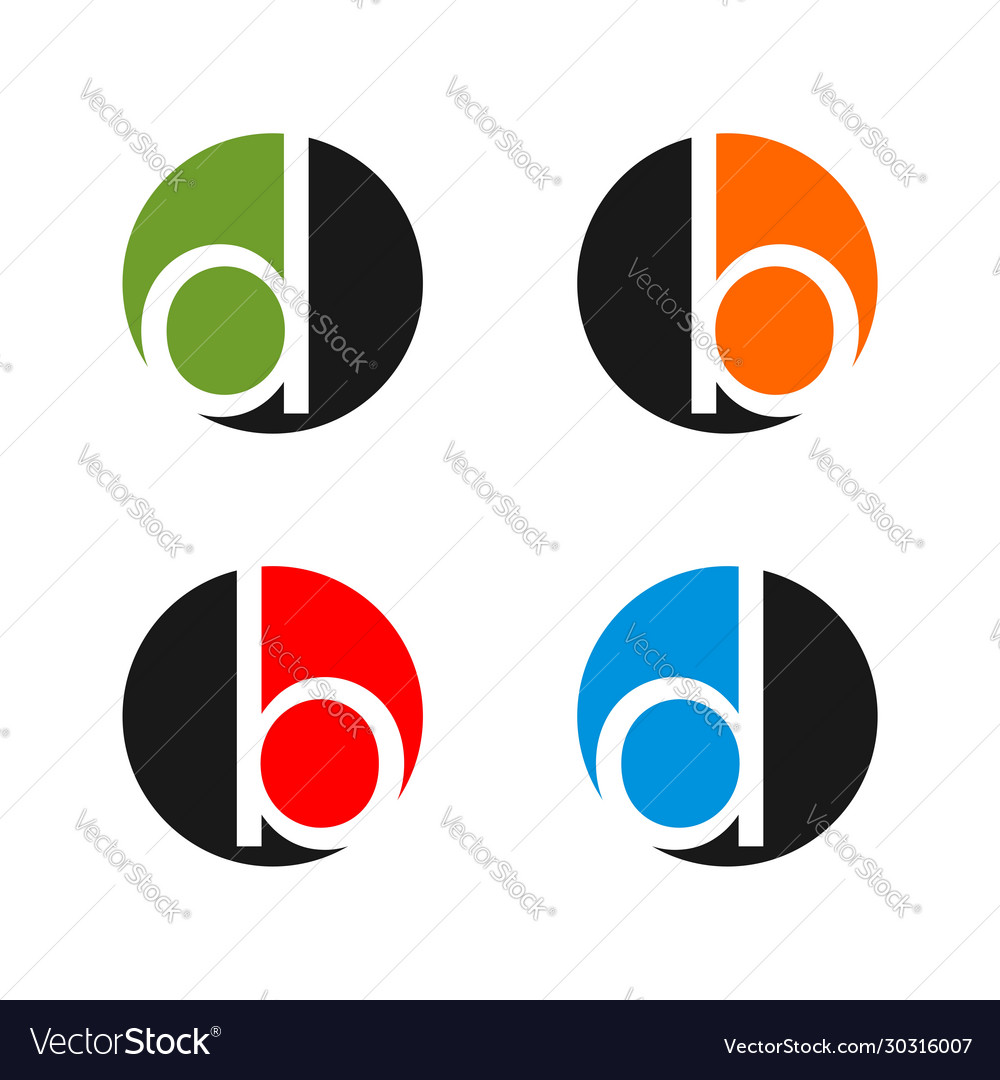 B d letter circle logo type design eps 10 Vector Image