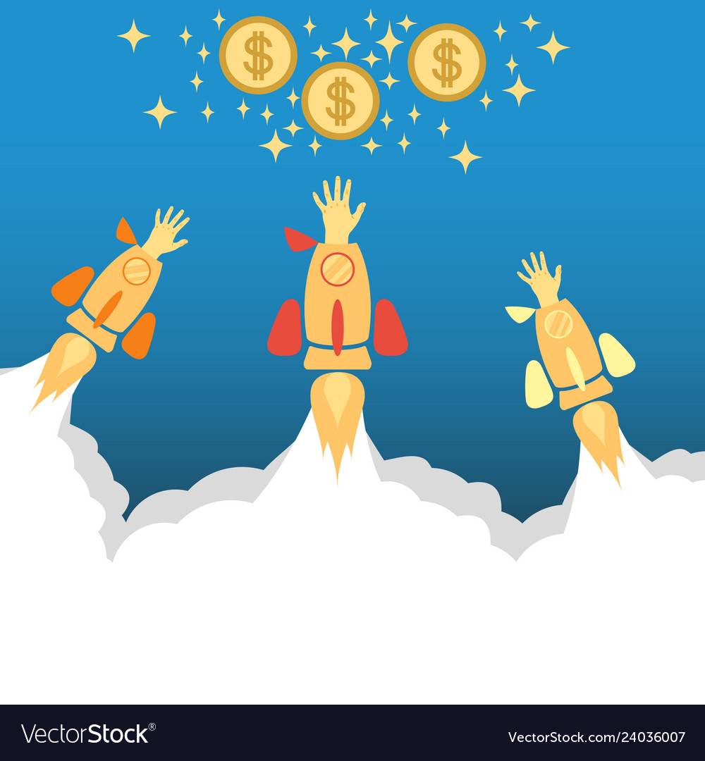 Background with rocket startup business project