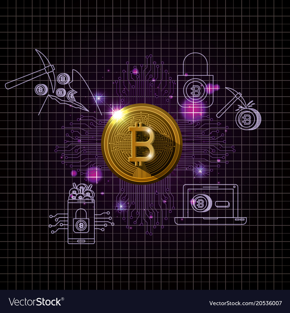 Bitcoin mining set icons