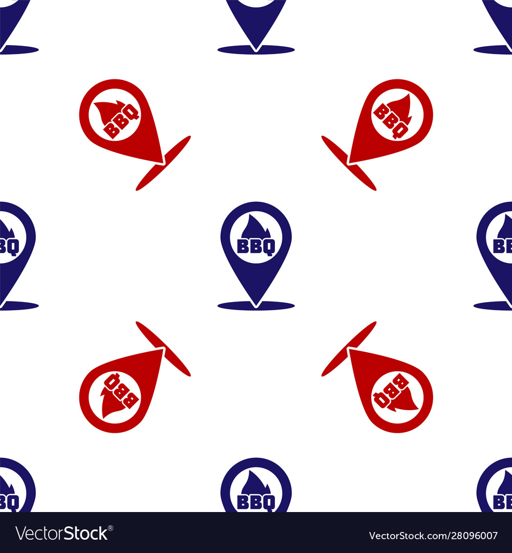 Blue and red map pointer with barbecue icon Vector Image Blue and red map pointer with barbecue icon