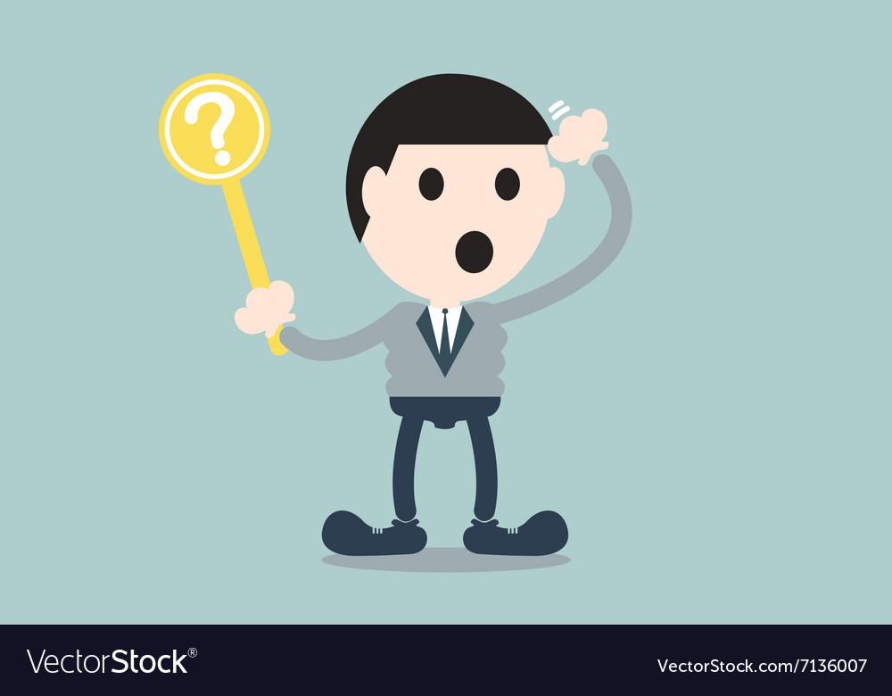 Businessman holding question mark