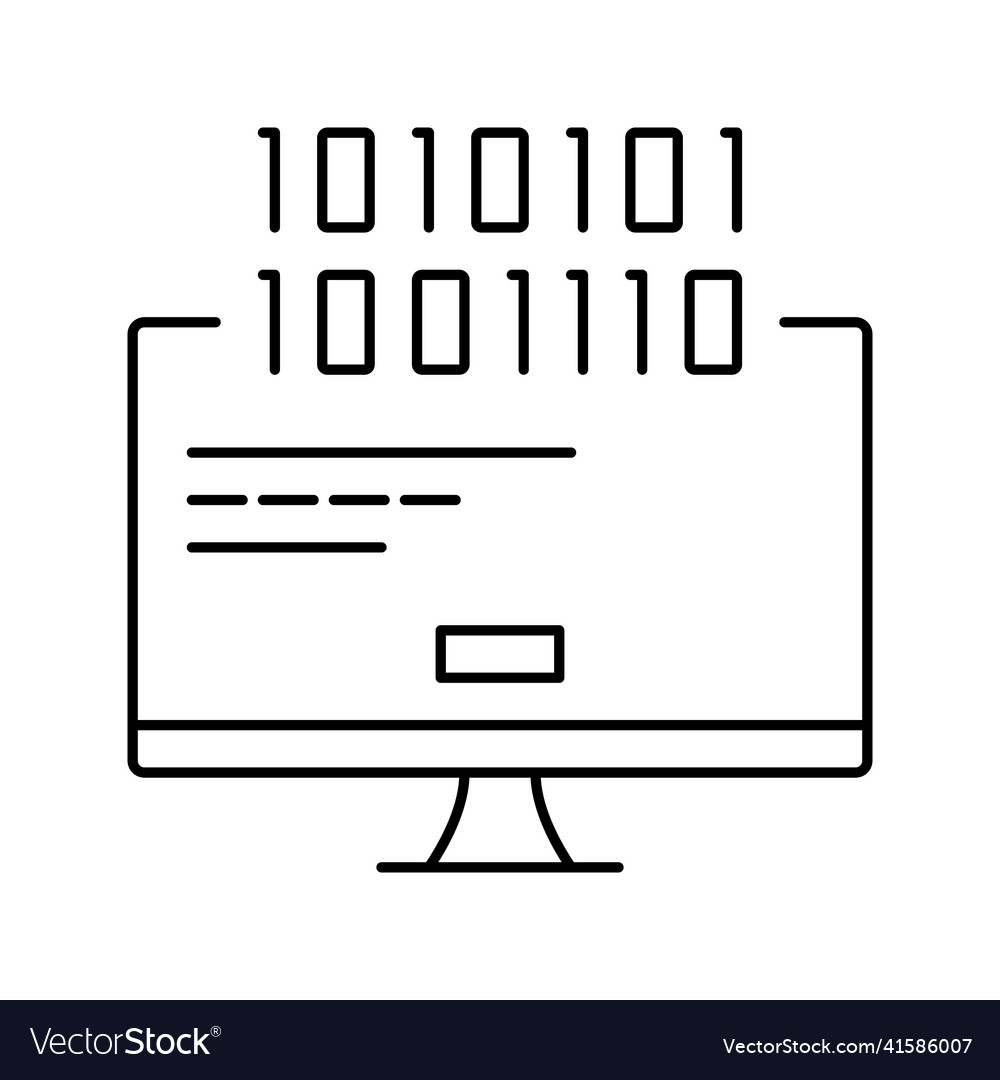 Computer fatal error line icon vector image Computer fatal error line icon