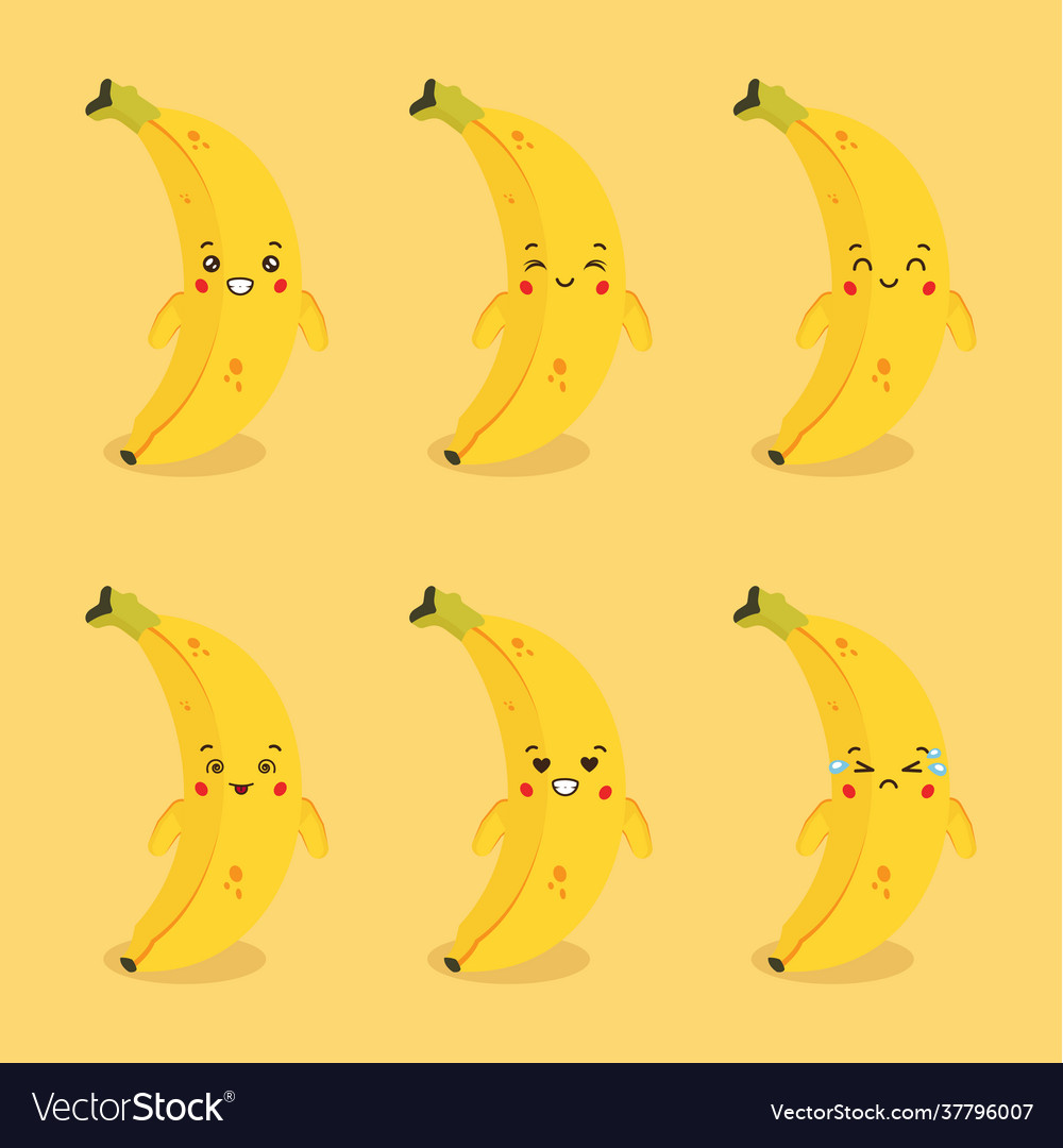 Cute banana character with expression
