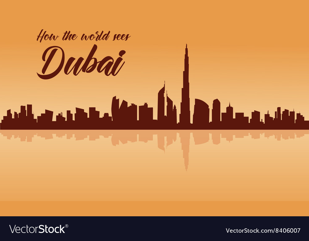 Dubai Stadt Skyline Silhouette mit braun