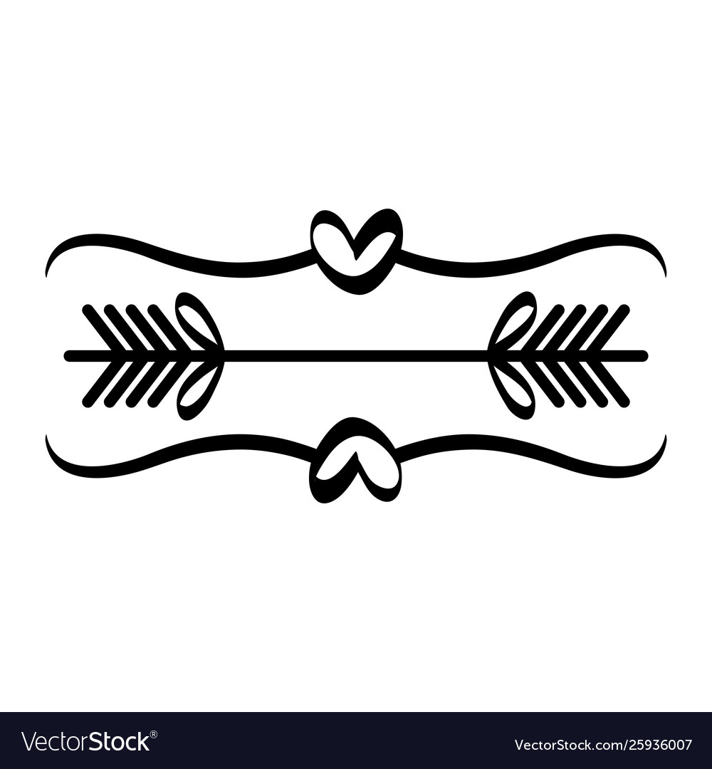 Frame line and edges with hearts boho style Vector Image Frame line and edges with hearts boho style