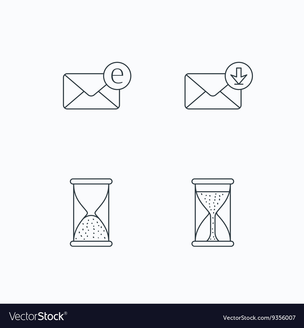 Hourglass inbox mail and e-mail icons