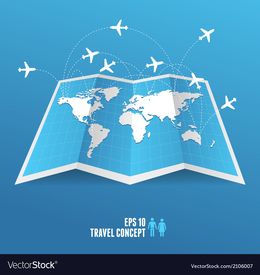 Map icon and airplane Royalty Free Vector Image